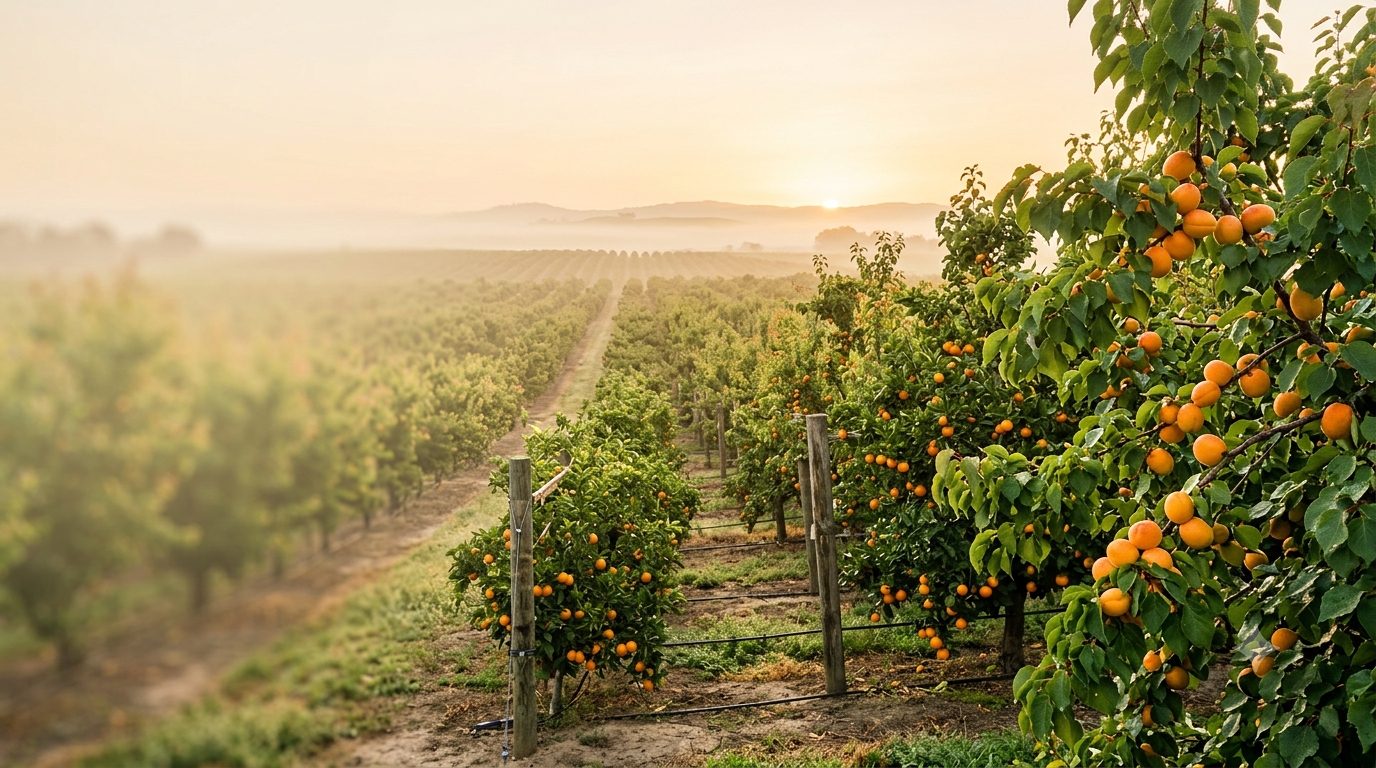 Citrus orchard at sunrise