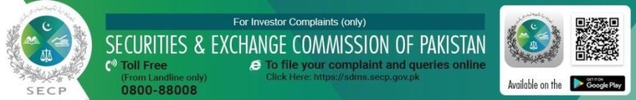 SECP investor complaints, toll free 0800-88008, file online at sdms.secp.gov.pk